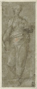 Standing Female Saint with Halo by Anonymous