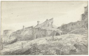 City Wall with Attached Houses by Anonymous