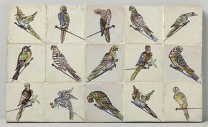 Tile Panel with Birds Perched on Nails by Anonymous