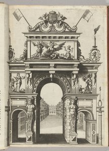 Triumphal Arch with Ernst Saving Belgica from Discord, 1594 by Anonymous