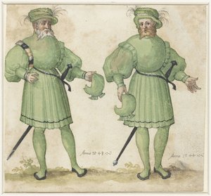 Two Courtiers in Light Green Clothing by Anonymous