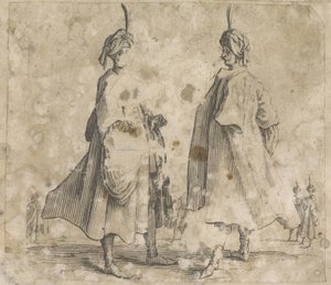 Two Men in Cloak with Turban on the Head by Anonymous