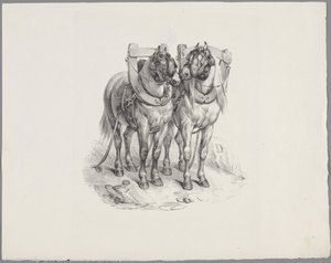 Two Harnessed Horses by Anonymous