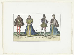 Two Women and Two Men Dressed According to the Fashion in North Rhine-Westphalia and Flanders, ca. 1580 by Anonymous