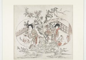Print in Two Parts: Left Summer with Iris and Malus, Right Winter with Narcissus and Prunus (New Year