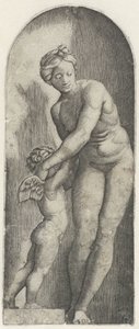 Venus and Amor Standing in Niche