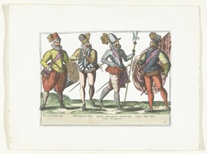 Four Spanish Soldiers in Uniform, ca. 1580 (Costumes militaires Espagnols) by Anonymous