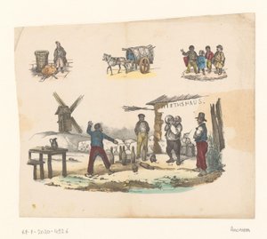 Four Men Bowling in Front of an Inn by Anonymous