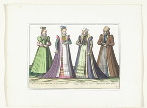 Four Women Dressed in German Fashion in Augsburg, ca. 1580 by Anonymous