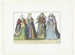 Four Women Dressed According to Italian Fashion, ca. 1580 by Anonymous