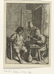 Violinist by a Couple at a Table by Anonymous