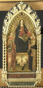 Virgin and Child Enthroned with Four Saints, Saints John the Baptist, Antony Abbot, Elizabeth of Hungary, a Female Saint by Anonymous
