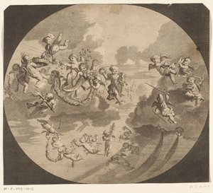 Flying Putti with Flower Garlands