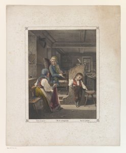 Woman and Boy with a Teacher in a Classroom by Anonymous