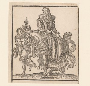 Woman on Horseback with Servant by Her Side (Copies After Riders by Jost Amman) by Anonymous
