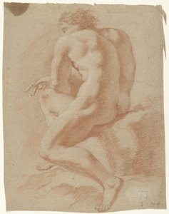 Seated Male Nude, Seen from the Back, Facing Left by Anonymous