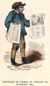 A Crier of Newspapers in 1845, Engraving - Newspaper Seller at Paris by Anonymous Anonymous
