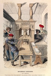 A printing press in Paris in the 15th century by Anonymous Anonymous
