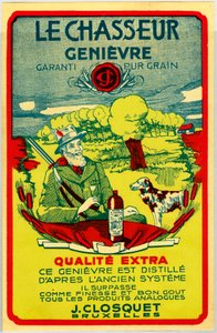 Advertisement sticker for Jenever liquor from Belgium by Anonymous Anonymous