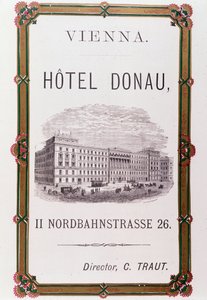 Advertising poster for Hotel Donau in Vienna, Austria 1874
