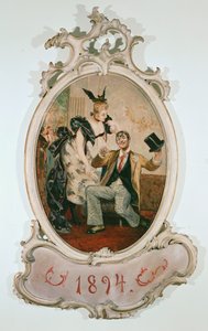 Alexander Girardi and Marie Geistinger as Doctor Falke and Rosalinde in Johann Strauss