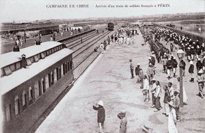 Arrival of a French soldier train in Pekin during the Chinese Campaign