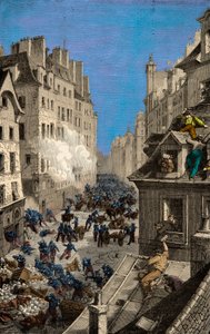 Battle at the Barricade of Rue Saint Antoine in 1830 by Anonymous Anonymous