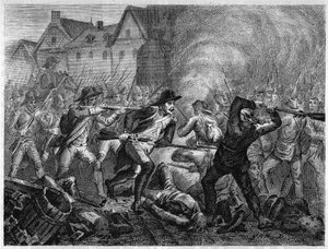 Battle of Le Mans in 1793 during the War of Vendee. Engraving from 1866 in 