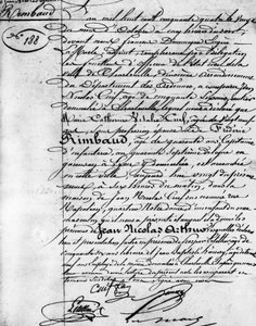 Birth Certificate of Arthur Rimbaud, French Poet. Charleville, Musee Rimbaud by Anonymous Anonymous