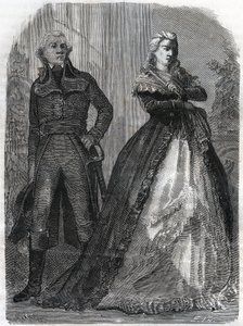 Charles Francois du Perier dit Dumouriez (1739-1823), French general with Queen Marie Antoinette (1755-1793). Engraving from 1866 in 