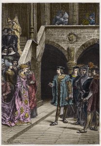 Charles VIII and Anne de Bretagne - Meeting between King Charles VIII and Queen Anne of Brittany - Engraving from 