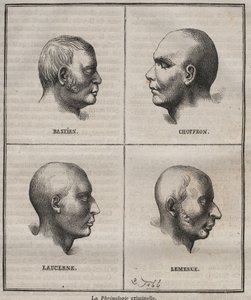 Criminal Phrenology in the Brest Bagne (portraits depicting the physiognomic characteristics of different types of criminals). Engraving in Histoire des bagnes depuis leur création à nos jours (1877) by Pierre Zaccone. by Anonymous Anonymous