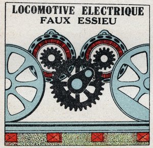 Electric railways: false axle of an electric locomotive. Anonymous illustration from 1925. Private collection. by Anonymous Anonymous