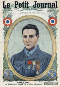 First World War 1914-1918. Portrait of Jean Navarre (1895-1919), aviator of the French army in Le Petit Journal by Anonymous Anonymous