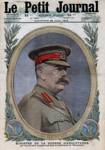 First World War 1914-1918. Portrait of the Minister of War in England Horatio Herbert Kitchener (1850-1916). In Le Petite Journal, on 25/06/1916. Private Collection