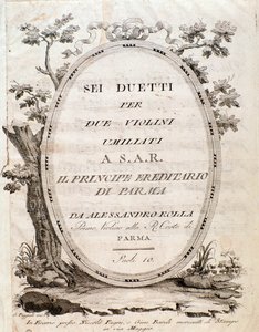 Frontispiece of Musical Score of Six Duets for Two Violins by Rolla by Anonymous Anonymous