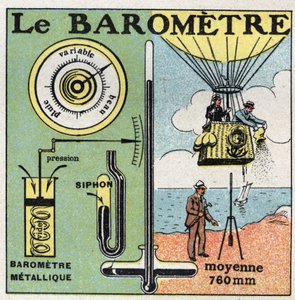 Gas pressure: the metal barometer. Anonymous illustration of 1925. Private collection. by Anonymous Anonymous