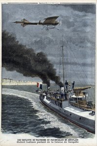 Hubert Latham (1883-1912), French aviator, leaving Sangatte in a monoplane 