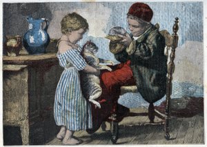 Les Trennes de Minou. Engraving from the End of the 19th Century