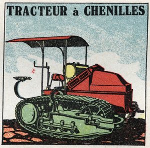 Mechanical traction: tracked tractor. Anonymous illustration of 1925. Private collection