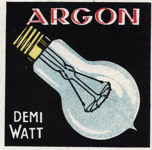 New gas properties: argon is used to fill a half watt bulb. Anonymous illustration from 1925. Private collection. by Anonymous Anonymous