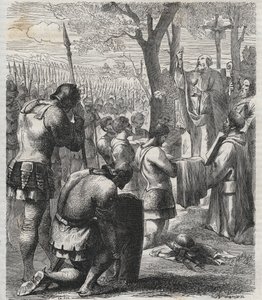 Otto I, Holy Roman Emperor receives communion before Battle of Lechfeld (955) by Anonymous Anonymous