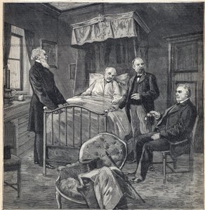 Panamanian Scandal: The Chamber of Cornelius Herz, Franco-American doctor and businessman in Bournemouth: visit of Dr. Jean Martin Charcot, clinical doctor and neurologist, and Paul Brouardel - Engraving by Anonymous Anonymous