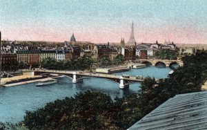 Paris: Panorama of the Seine with the Eiffel Tower in the Background. Photograph of 1920 in Artistic Album of the City of Paris. Private Collection by Anonymous Anonymous