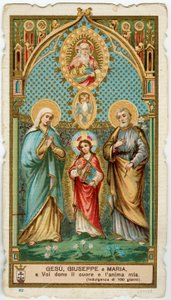 Pious image: The holy family with the Holy Spirit and God