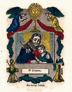 Pious Image: Saint Joseph. Engraving of the 19th century