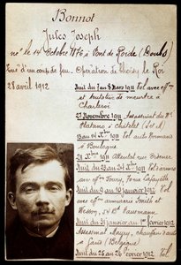 Police Sheet of Criminal Jules Bonnot (1876-1912) by Anonymous Anonymous
