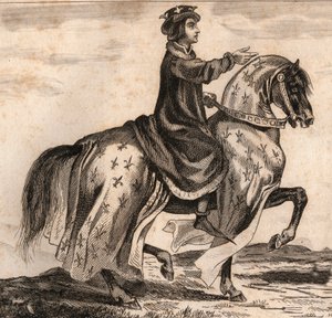 Portrait of Charles IV the Fair, King of France. Engraving from 1859 in 