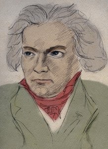 Portrait of Ludwig van Beethoven, German composer - anonymous drawing from the beginning of the 20th century