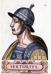Portrait of Quintus Sertorius, Roman general. Engraving. Private collection.